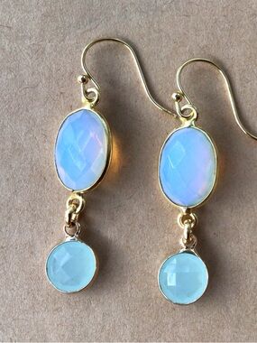 Sundance Charm Earrings Opalite Chalcedony bezel